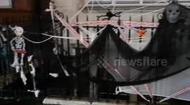 A house just of Sloane Square in London gets ready for the upcoming Halloween celebrations