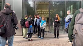 Greta Thunberg joins protesters outside Barclays Bank Headquarters in London
