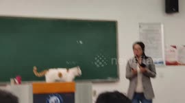 Cat takes over the voice from teacher in Chinese university classroom