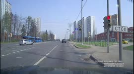 Russian Cyclist Collides with a Car