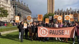 Pause AI protest in Parliament Square, London