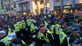 Police make an arrest during breakaway Palestinian protest in Piccadilly