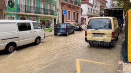 More Floodwater rages down street in city of Caldas da Rainha, Portugal