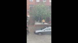 Dedicated Worker Makes Commute In Flooded New York City