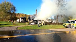 2nd alarm structure fire with collapse, West Cameron Township, Northumberland County, Pennsylvania