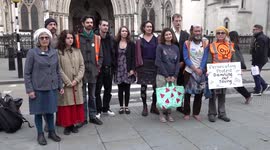 Just Stop Oil protesters arrive at courtin London, UK following stunt on M25 last year