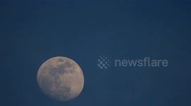 Moon rising in Batusungkar City, West Sumatra, Indonesia, on October 26, 2023.