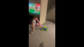 Playful boy is soap-er interested in his cool new toy