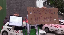 Pro-Palestinian demonstration in front of the US Consulate in Sao Paulo, Brazil