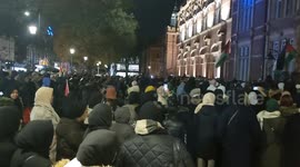 Hundreds of pro-Palestinian supporters gather in East Ham Town Hall in London