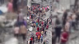 Massive destruction caused by the Israeli raids on Gaza, Palestine