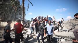 Recovery of citizens from the rubble in Bureij refugee camp, Palestine