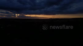 uk park flight over with drone camera raw in the sunset ,enjoy