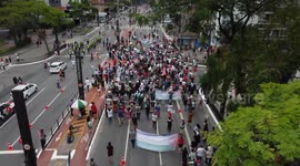 Protest against the Israeli massacre in the Gaza Strip that has killed more than eight thousand Palestinians, including 3,500 children, according to local sources.