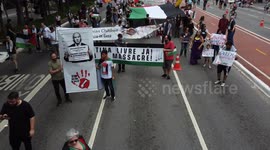 Protest against the Israeli massacre in the Gaza Strip that has killed more than eight thousand Palestinians, including 3,500 children, according to local sources.