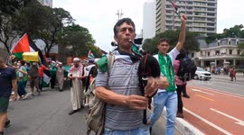 Protest against the Israeli massacre in the Gaza Strip that has killed more than eight thousand Palestinians, including 3,500 children, according to local sources.