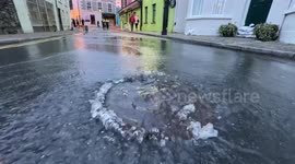 Heavy rain in County Louth causes River Big Bridge outside Carlingford to collapse in Ireland