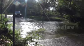 St Kew flooding , the water from Storm Ciaran can take a few days to run from the moors and at St Kew it making the road passible only by 4 x 4s .2