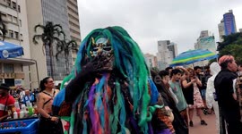 People dress up as horror characters and show off at the 16th Zombie Walk at Praca Roosevelt on All Souls' Day in Sao Paulo, Brazil