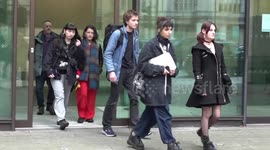 Just Stop Oil protestors leave court after hearing for Les Miserables protest in London, UK