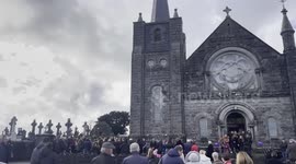 Mourners leave Church after funeral of Denise Morgan in Co. Louth, Ireland