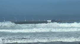 Ocean Storm hitting the pier! Big Surf