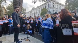 A minute's silence held outside Downing Street marking one month since Israelis were taken hostage by Hamas militants