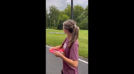 Disc golf blooper: Amy's accidental ace in the wrong basket!