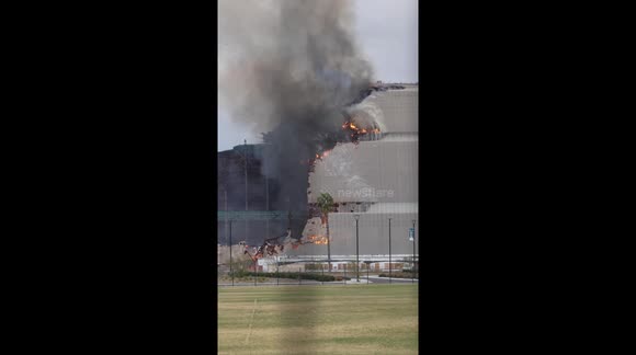 WWII hangar catches fire and collapses in California