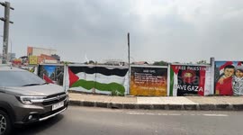 Mural about Palestine in Depok City, West Java, Indonesia