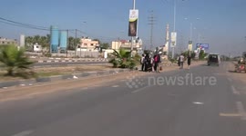 Civilians evacuating northern parts of Gaza through Salah Al-Deen Street