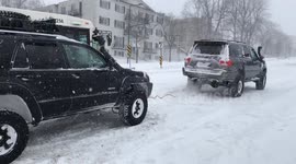 Team of Trucks Saves a Bus