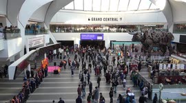 Commuters stop to observe the 2-minute silence at Birmingham New Street Station on Armistice Day