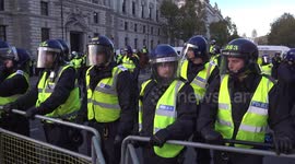 Man left bloodied after police clash with protesters in Parliament Square in London, UK