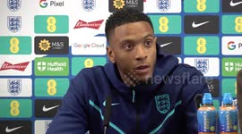 Ezri Konsa speaks at press conference in Tatenhill,  UK