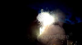 Flying drone through a firework show FPV airplane (Þjóðhátíð 2013)