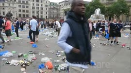 The Scottish Tartan Army Descend On Trafalgar Square