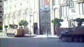 Egyptian army tanks stationed around the Saints Church buildingin Alexandria 