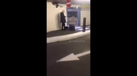 People evacuate Brussels Airport car park shortly after explosion