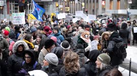 Hundreds take to streets after Ghomeshi verdict 