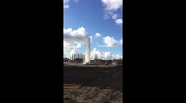 Burst main causes big water spout in Merseyside, UK