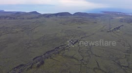Drone footage of fissure threatening to erupt near evacuated Icelandic town