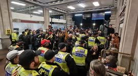 Palestine supporters are arrested during sit-in and remaining crowd are ejected from Waterloo Station