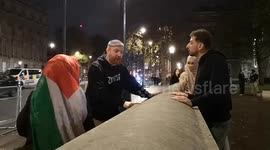 Police break up debate between Pro Palestinian protestors and Jewish people who were among the very last people to be moved on from Whitehall