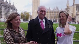 TV host Lorraine rallies outside Parliament in London, UK for Check plus Change  campaign