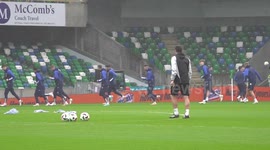 Northern Ireland squad train ahead of Denmark game in Belfast, UK