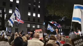 At the Never Again Is Now Prayer Event held in Whitehall a river of light could be seen as people lit their phones in solidarity with the Jewish people