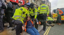 People step over 'floppy' Just Stop Oil protesters arrested within a mere 30 seconds of stepping onto the road in London