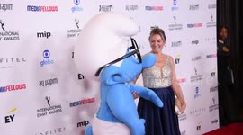 Brainy Smurf and Nele de Wilde at the 2023 International Emmy Awards in NY, USA