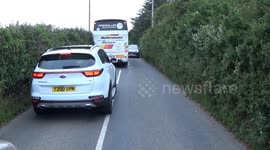 Coach Clogg?  Another video of a Coach causing mayhem in Cornwall with a sneaky motorbike squeezing through
